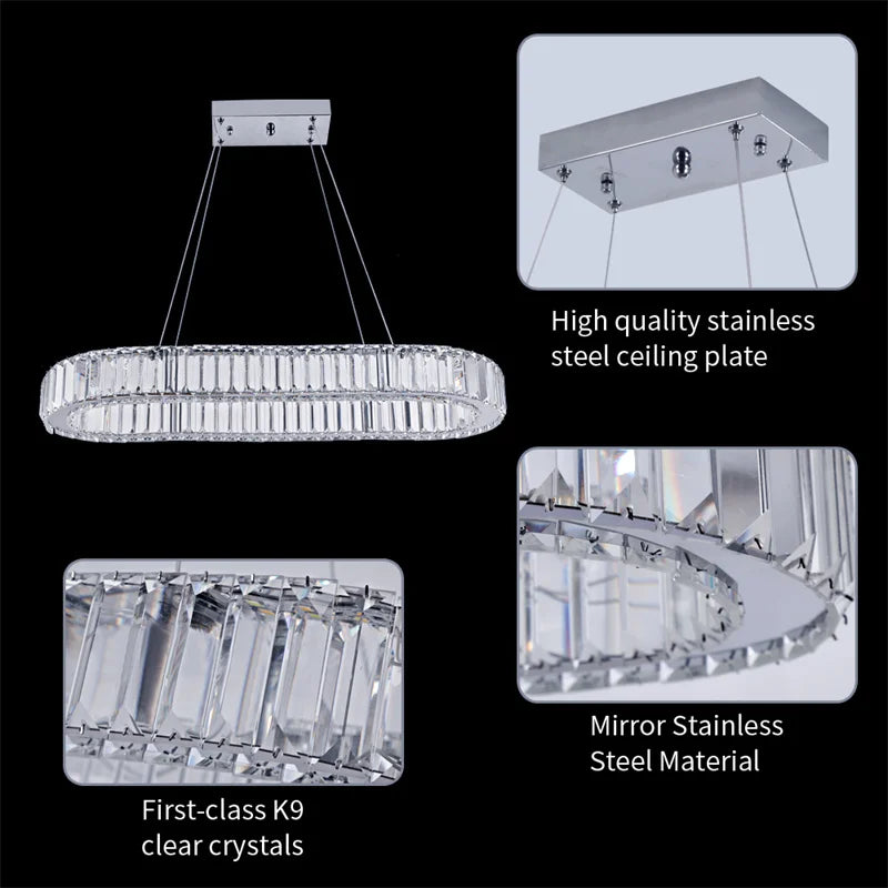 Indoor K9 Crystal Oval Ring Lamp