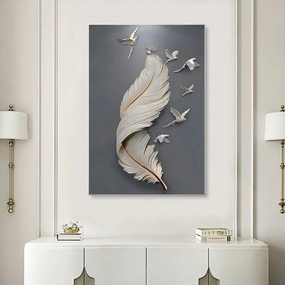 Feather Pigeon Canvas Painting