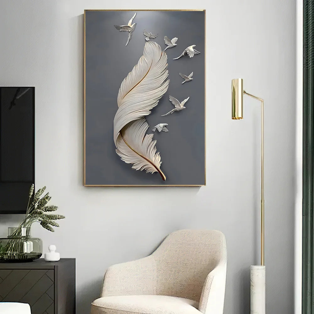 Feather Pigeon Canvas Painting
